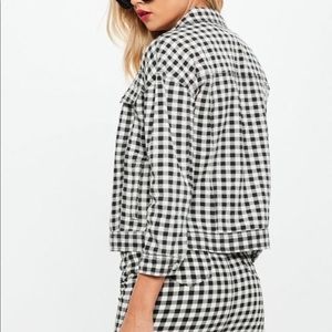 Petite Black Gingham Regular Fit Denim Jacket